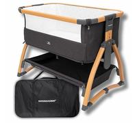 DROMADER Berceau Cododo Évolutif | Lit Bébé à roulettes, 7 Niveaux | Lit cododo, côté rabattable · Réglable sur 7 niveaux · Matelas fourni · Cadre bois à roulettes · Pliable