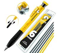 Dromme Crayon Chantier Menuisier Charpentier Professionnel [+ 7 Mines Multisupport + Taille-Mine + Grip ergonomique] Porte Mine Extensible - Outillage Parfait pour le Bricolage