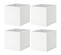 Drona Lot de 4 boîtes de rangement en velours Blanc 33 x 38 x 33 cm