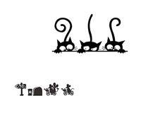Droomhuis Motif de dessin animé drôle de chat et de trou de souris pour Stickers Muraux enfants, Cuisine Plinthe Chambre D'enfant Salon Entrée Placard Garniture Amovible（2 pièces noir）