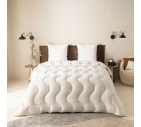 DROUAULT - Couette Chaude Douce Rêverie 200x200 cm - Anti-acariens | Fibre Creuse Siliconée 400g/m² - Enveloppe 100% Coton - Lit 2 Personnes - Piquage Lignes - Finition Biais - Lavable 40°C
