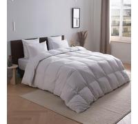 DROUAULT - Couette Tempérée Eclipse 240x260 cm - Garnissage 50% Duvet de Canard Naturel - Enveloppe 100% Percale de Coton - Lit 2 Personnes - Piquage Carreaux Cloisonnés