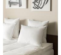 DROUAULT - Oreiller Horizon 60x60 cm - 70% Duvet d'oie Moelleux - Traitement Anti-acariens Proneem - Percale 100% Coton - Confort Douceur et Légèreté - Lavable à 40°C