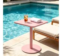 Drsyffsup Small Side Table - Pink, Small Drink Accent Table for Living Room, Bedroom, Yard, Sofa & Office, Easy Assembly Square Dining Pub Tables(70x70x73cm)