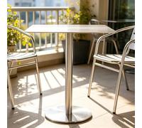 Drsyffsup Table de Bar d'extérieur, Grande Table de Bistro, Table de Salle à Manger carrée en Acier Inoxydable avec Plateau et Base en métal Stable, pour Restaurant, Cour, cafés, Salon(60x60x75cm)