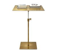 Drsyffsup Table de bistrot Industrielle rétro, Table Basse pour Boissons d'extérieur avec Base Robuste, Tables d'appoint de canapé à Hauteur réglable, en Acier Inoxydable(Gold,Square_Top 50CM)