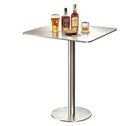 Drsyffsup Table de pub de Bistro avec Base Stable et Finition brossée, Table de Bar Moderne en Acier Inoxydable, Table d'appoint carrée intérieure extérieure pour Salon café Cuisine Patio(50x50x95cm)
