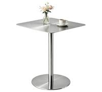 Drsyffsup Table de pub de Bistro Haute Moderne, Table de Cocktail carrée en Acier Inoxydable, Table de Bar de Patio extérieur pour Bord de Piscine, Jardin, cafés, Restaurants commerciaux(40x40x75cm)