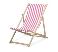 druck.de Chaise longue - Rayures fines roses - Pliable - En bois de hêtre - Charge maximale : 95 kg - Dossier réglable sur 3 positions - Chaise longue de plage