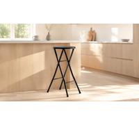 DRULINE Tabouret de Bar Pliable 70 cm - Chaise Stable et Résistante 100 kg - En Métal/Plastique - Design Élégant Noir et Blanc - Parfait pour Cuisine et Événements