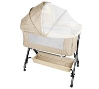 Drumm 3 in 1 Berceau Cododo,Lit de bébé de Chevet avec Matelas et Moustiquaire, Cododo Mobile Chambre Bébé pour 1 à 36 Mois Bébés,Hauteur en Réglable (Blanc de Riz（104 * 52 * 100-110cm）)