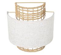 DRW Applique murale en métal et canne artificielle en naturel 24 x 12 x 25 cm