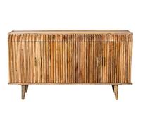 DRW Buffet avec 4 Portes en Bois Naturel 152 x 41 x 83 cm, Toile imprimée et PS, Blanc, Beige et Marron, Medidas: 80x4x100 cm