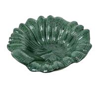 DRW Centre de Table Feuilles de céramique Vert chiné 15 x 34 x 34 cm