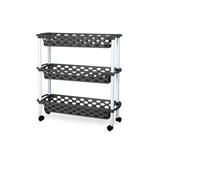 DRW Chariot étroit 3 paniers Cuisine et Salle de Bain PVC Gris foncé 18 x 61 x 58 cm