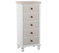 DRW Chiffonnier avec 5 tiroirs en Bois MDF Blanc et crème 93 x 40 x 30 cm