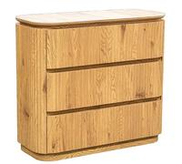 DRW Commode avec 3 tiroirs en Bois et céramique Finition marbre Naturel 80 x 90 x 40 cm