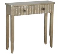 DRW Console Table d'entrée avec 2 tiroirs en Bois Champagne 80 x 25 x 78 cm