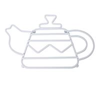 DRW Dessous de Plat en Forme de théière en métal Blanc 27 x 19 x 1,7 cm