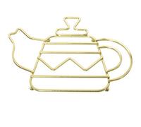 DRW Dessous de Plat en Forme de théière en métal doré 27 x 19 x 1,7 cm