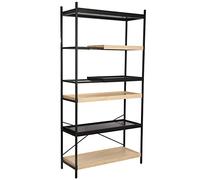 DRW Étagère de Sol en métal et Bois MDF en Noir et Naturel 100 x 40 x 201 cm, Hauteur Pieds 10 cm