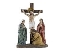 DRW Figurine des 3 Maries Marie-Madeleine, Marie Mère de Jésus et Marie de Cléopa en résine Peinte à la Main 16 cm