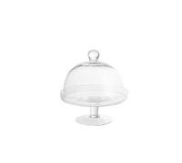 DRW Gâteau en verre avec assiette et cloche en verre soufflé à la main en Espagne Transparent 25 x 25 x 25 cm