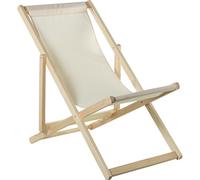 DRW Hamac Pliable en Bois avec 4 Positions avec Tissu Beige 88,5 x 72 x 102,5 cm