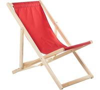 DRW Hamac Pliable en Bois avec 4 Positions avec Tissu Rouge 88,5 x 72 x 102,5 cm, ESTANDAR