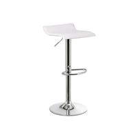 DRW Lot de 2 tabourets Hauts en Cuir synthétique et métal Blanc et chromé