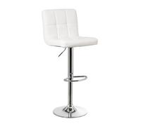 DRW Lot de 2 tabourets Hauts en Cuir synthétique et métal Blanc et chromé