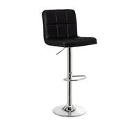 DRW Lot de 2 tabourets Hauts en Cuir synthétique et métal Noir et chromé
