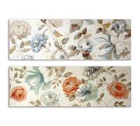 DRW Lot de 2 Toiles rectangulaires à l'huile avec Fleurs 50 x 150 cm