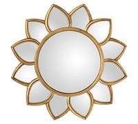 DRW Miroir Mural en Forme de Fleur en résine dorée 66 x 3 cm intérieur 34 cm