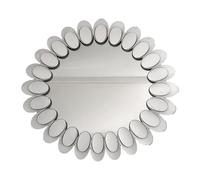 DRW Miroir Mural Rond en métal Blanc décapé 70,5 x 70,5 x 4 cm