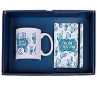 DRW Pack Cadeau Tasse et carnet Viva la Vida Cactus