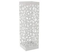 DRW Porte-Parapluie carré ajouré en métal Blanc 15,5 x 15,5 x 49 cm