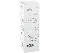 DRW Porte-Parapluie carré avec Nuages en métal Blanc 49 x 15,5 x 14,5 cm