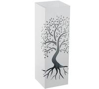 DRW Porte-parapluie carré en métal avec arbre de vie blanc 15,5 x 15,5 x 49 cm