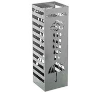 DRW Porte-Parapluie carré Gouttes avec Pluie en métal argenté 49 x 15,5 x 14,5 cm