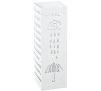 DRW Porte-Parapluie carré Gouttes avec Pluie en métal Blanc 49 x 15,5 x 14,5 cm