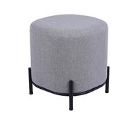 DRW Pouf en Bois et métal tapissé en Gris foncé et Noir 38 x 38 x 41 cm
