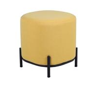 DRW Pouf en Bois et métal tapissé en Jaune et Noir, 38 x 38 x 41 cm