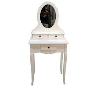 DRW Table de Toilette avec Miroir en Bois Naturel 60x40x136 cm