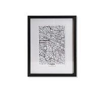 DRW Tableau Carte encadrée Ville Paris Blanc et Noir 35 x 2 x 45 cm