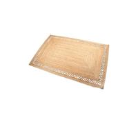 DRW Tapis en Jute avec Rectangle ajouré en Naturel 100 x 60 x 1 cm