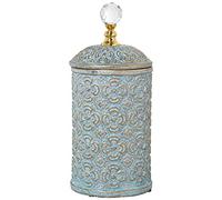 DRW Tibor en céramique avec Boule en Verre sur Couvercle Bleu Ciel et doré 15 x 31 cm, estandar
