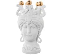 DRW Vase de Table Buste de Femme avec Couronne Blanche et dorée 19 x 17 x 34 cm