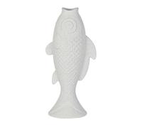 DRW Vase de Table en Forme de Poisson en céramique Blanc 15 x 9 x 30 cm