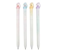 Drwosm Pack de 4 Stylos Gel Adorables à Mécanisme Rotatif, avec Oiseau décorer et Feuille en Silicone, Pointe Fine 0,5mm CS et Encre Noire Sèche Rapide, Finition Mate en Violet, Bleu, Rose, Jaune